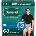 Depend Fit-Flex Adult Incontinence Underwear for Men, Disposable, Grey, XL, 68 Count (54204)
