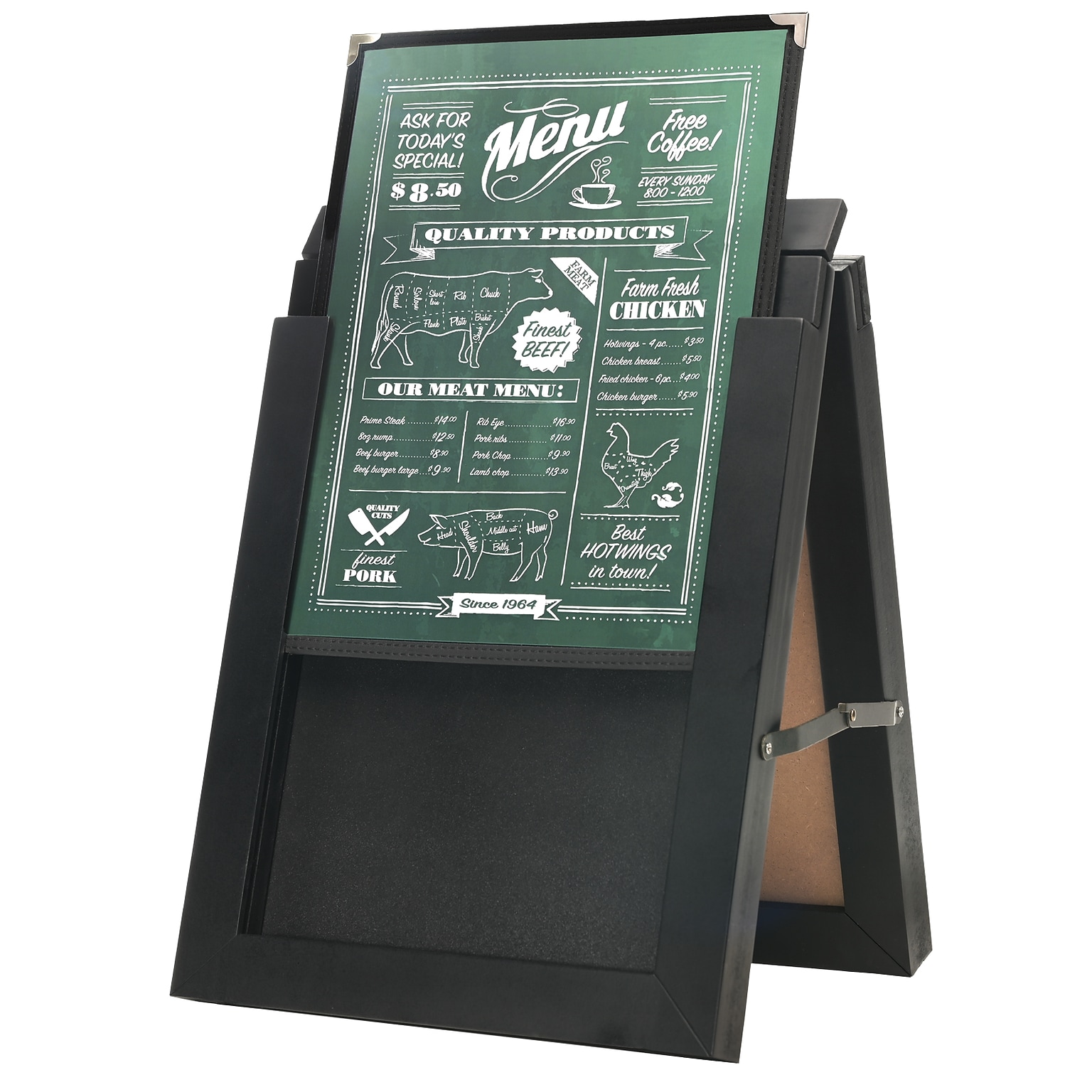 Excello Global Products Double-Sided Tabletop A-Frame Chalkboard and Menu Holder, 11 x 14, Black (EGP-MENU-AFRAME)