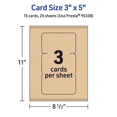 Avery Matte General Use Blank Cards, Kraft Brown, 75/Pack (95338)
