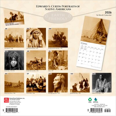 2026 BrownTrout Edward S. Curtis Portraits of Native Americans 12 x 12 Monthly Wall Calendar (9798330703074)