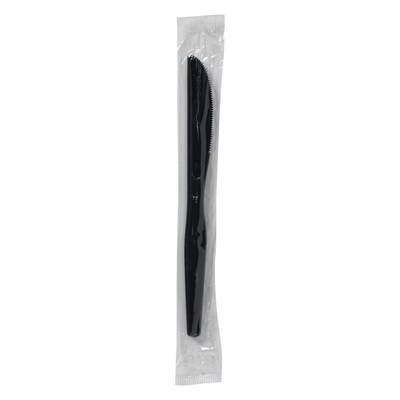 Dixie Individually Wrapped Plastic Knife, Heavy-Weight, Black, 1000/Carton (KH53C7)