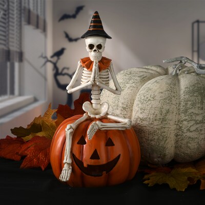 National Tree Company 12 Skeleton Sitting on Pumpkin (PG11-21106)