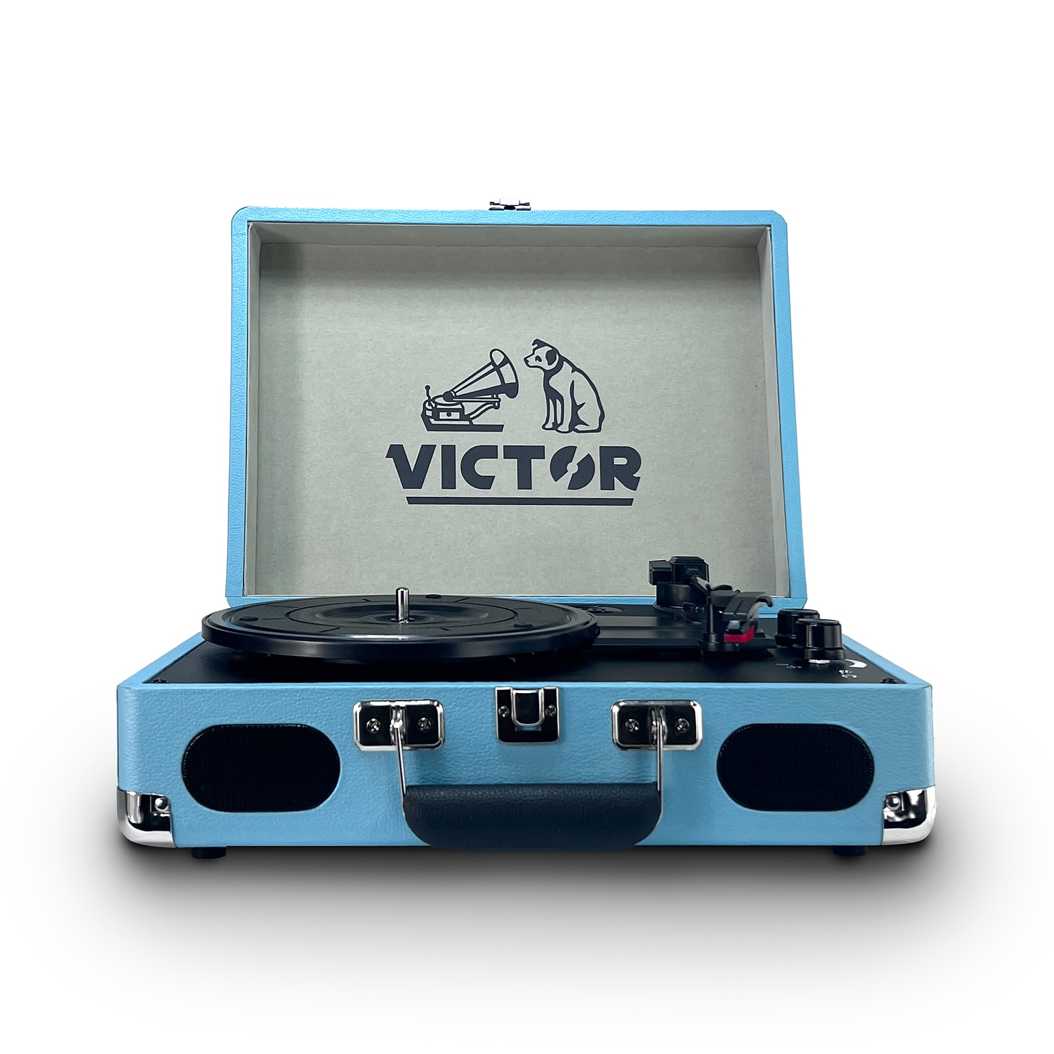 Victor Metro Plus Bluetooth Suitcase Turntable 3-Speed Vinyl Record Player with Speakers, Turquoise (VSRP-850B-TQ)