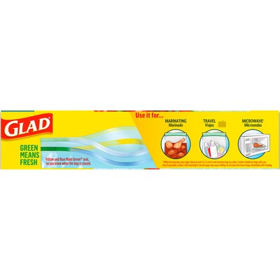 Glad Zipper Freezer Storage Bags, Gallon, 15 Bags/Box (57034)