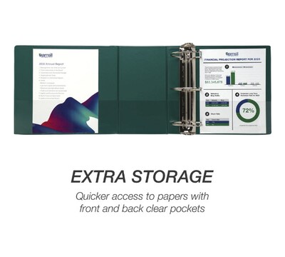 Samsill Nonstick 6" D-Ring View Binder, Green (SAM16424)