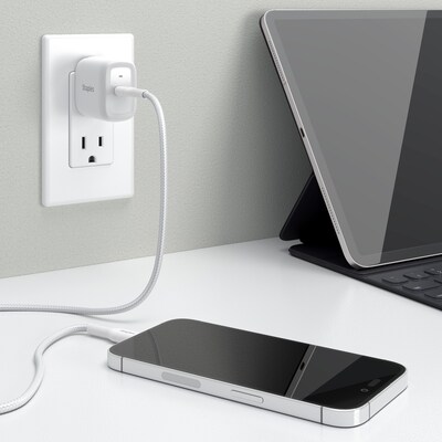 Staples® USB-C Wall Charger with Lightning Cable for iPhone/iPad, White (NX60446)