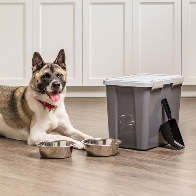 Iris 30-lb, Airtight Dog & Cat Food Container with Scoop, Dark Gray (100148)