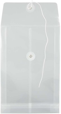 JAM Paper Premium Plastic Filing Envelope with Button & String Closure, Clear, 3/Pack (472B1CLX3)