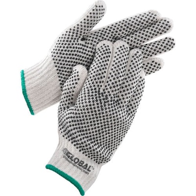 Global Industrial PVC Dot Knit Gloves, Double-Sided, Black, Medium, 12 Pairs (708351M)
