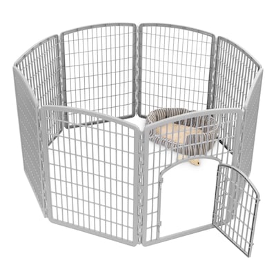 Iris 8-Panel Plastic Pet Playpen, Gray (598768)