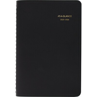 2025-2026 AT-A-GLANCE 5" x 8" Academic Year Daily Planner, Faux Leather Cover, Black (70-807-05-26)