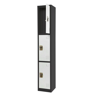 AdirOffice 72'' 3-Tier Black and White Storage Locker (ADI629-203-B-W)