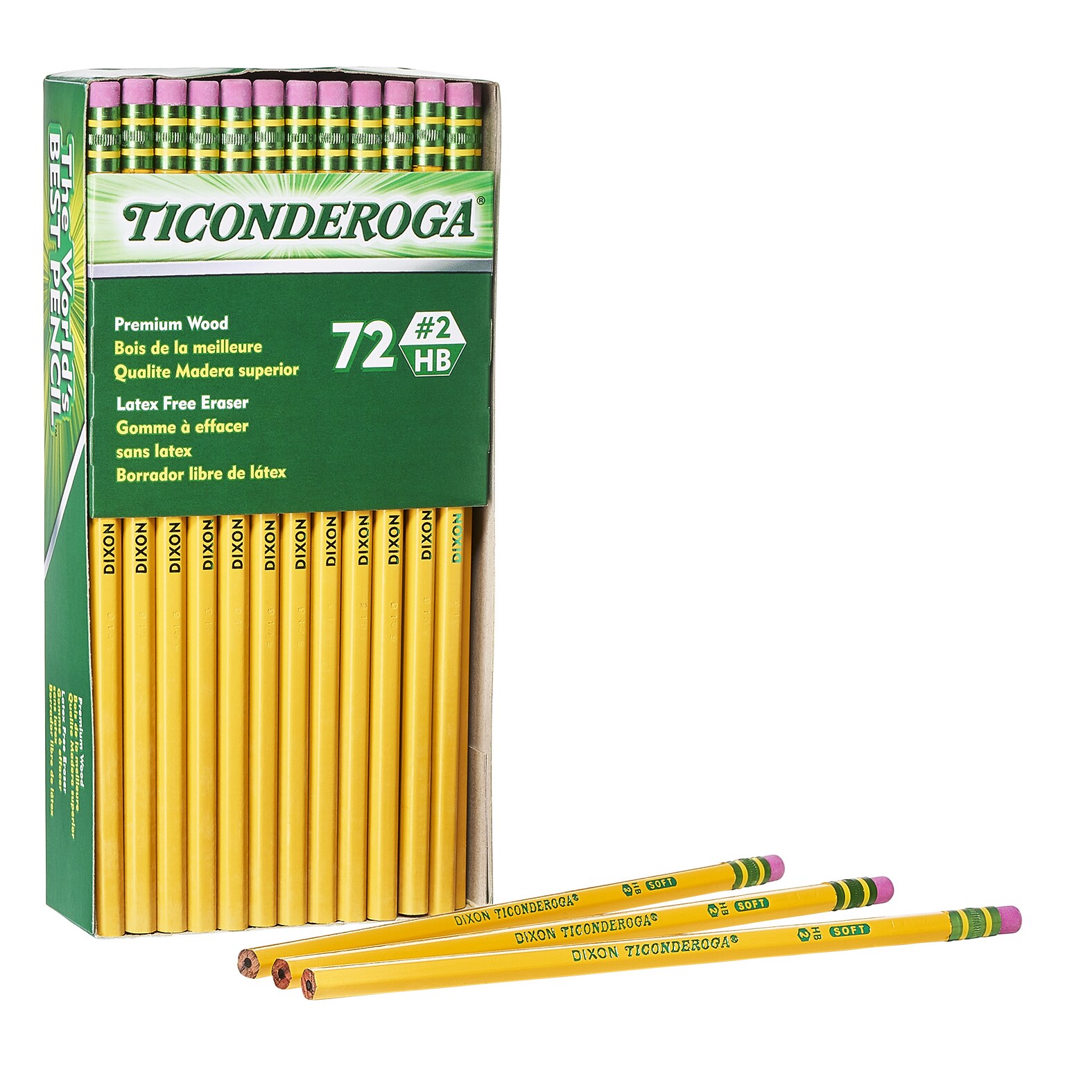 Ticonderoga The Worlds Best Pencil Wooden Pencil, 2.2mm, #2 Soft Lead, 72/Pack (33904)