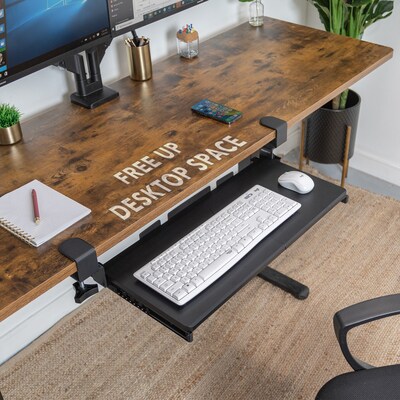 Mount-It! Adjustable 24"W Clamp-On Keyboard and Mouse Tray, Black (MI-7180)