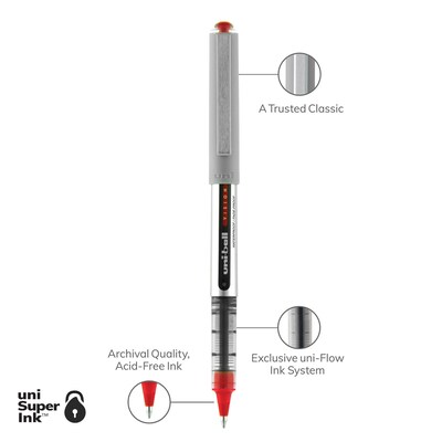 uni-ball Vision Rollerball Pens, Fine Point, Red Ink, Dozen (60139)