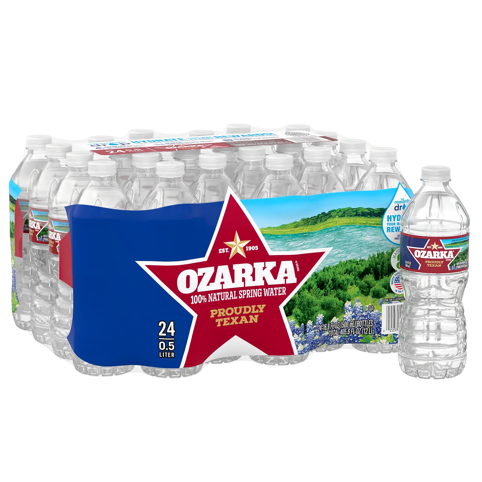 Ozarka 100% Natural Spring Water, 16.9 oz., 24/Carton (022592053028)