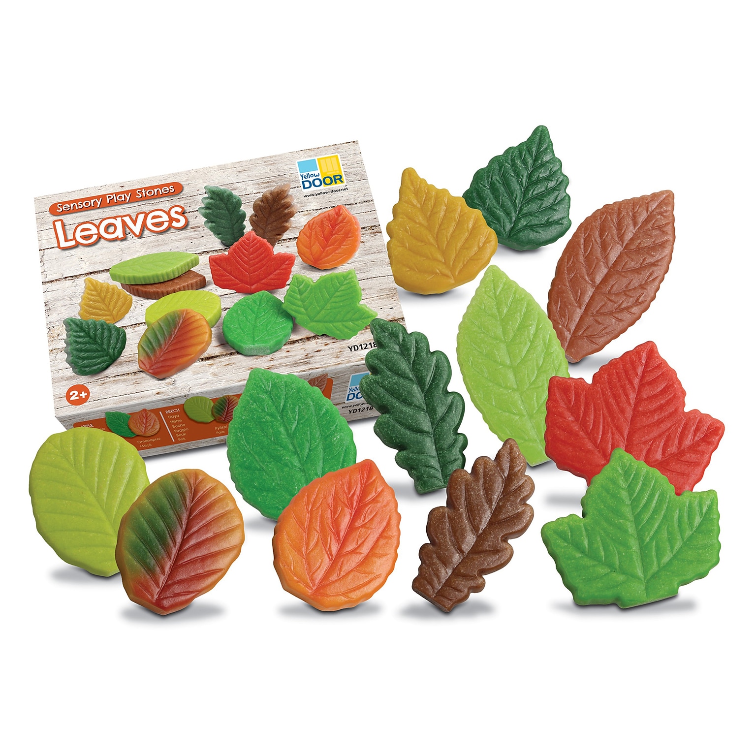 Yellow Door Sensory Play Stones, Leaves, Multicolored, 12 Pieces/Set (YUS1218)