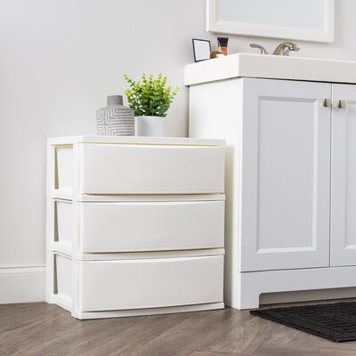 Iris Stackable Wide Chest, 3 Drawer, White, 2/Pack (540012)
