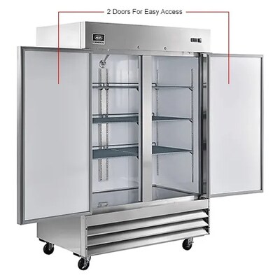 Global Industrial Nexel Reach-In Refrigerator, 2 Solid Doors, 47 Cu. Ft. (243008)