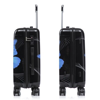 InUSA 20" Hardside Butterfly Carry-On Suitcase, 4-Wheeled Spinner, TSA Checkpoint Friendly, Black Butterfly (IUAPC00S-BBU)
