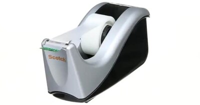 Scotch Desktop Tape Dispenser, 1 Dispenser, Two-Tone Black and Silver, Home Office and Back to School Supplies for Classrooms