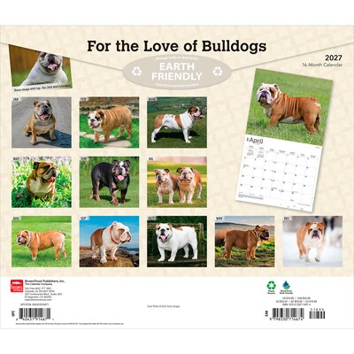2027 BrownTrout For the Love of Bulldogs 14 x 12 Monthly Wall Calendar, Assorted Colors (9798330714674)