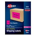 Avery Laser Shipping Labels, 5 1/2 x 8 1/2, Neon Pink, 2 Labels/Sheet, 100 Sheets/Box (5948)