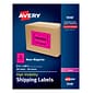 Avery Laser Shipping Labels, 5 1/2" x 8 1/2", Neon Pink, 2 Labels/Sheet, 100 Sheets/Box (5948)