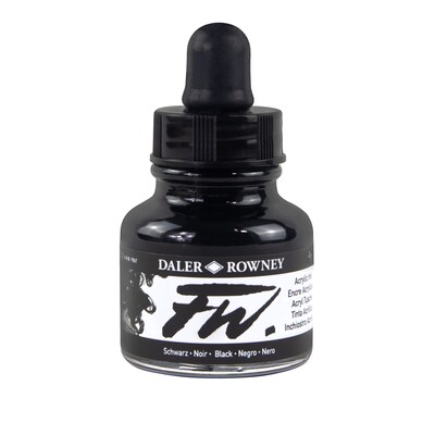 Daler-Rowney FW Acrylic Ink Pearlescent, Black, 29.5ml, 3/Bundle (DRW603201032-3)
