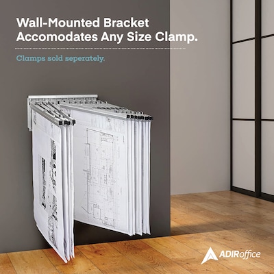AdirOffice Steel Blueprint Hanging Wall File Rack, White (617-WHI)
