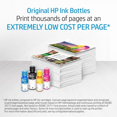 HP 31 Yellow Standard Yield Ink Tank Bottle, Prints Up to 8,000 Pages (1VU28AN)