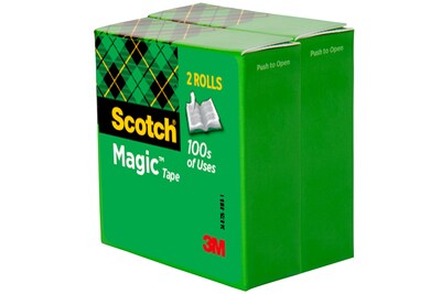 Scotch® Magic™ Invisible Tape Refill, 1/2 x 72 yds., 2 Rolls (810-2P12-72)