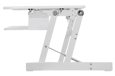 Rocelco 37.5" Height Adjustable Standing Desk Converter, Sit Stand Up Retractable Keyboard Riser, White (R DADRW)