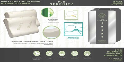 Bamboo Memory Foam Pillow 2 Pack