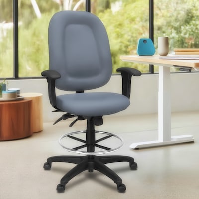 Regency Comfort Series Fabric Drafting Chair with Footrest and Lumbar Support, Grey (125-DK-GY)