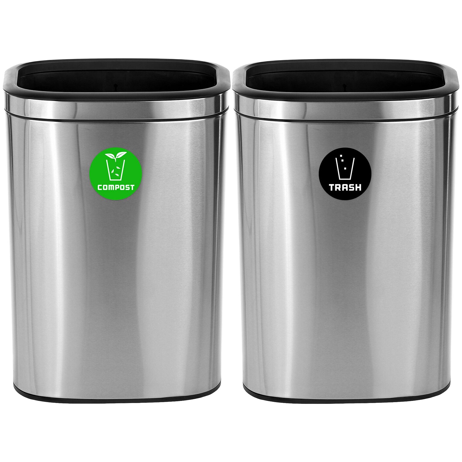 Alpine Industries Dual-Stream Recycling Station, 10.5 Gallon, Stainless Steel (ALP470-40L-CO-T)