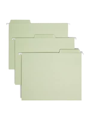 Smead FasTab Recycled Hanging File Folder, 3-Tab Tab, Letter Size, Moss, 20/Box (64032)