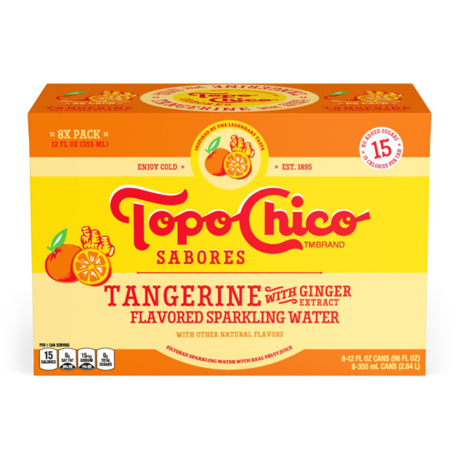 Topo Chico Sabores Tangerine Ginger Sparkling Water, 12 oz., 8 Cans/Pack (412571)
