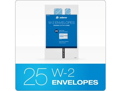 Adams 2022 W-2 Peel & Seal Tax Form Envelope, White, 25/Pack (STAX2-22)
