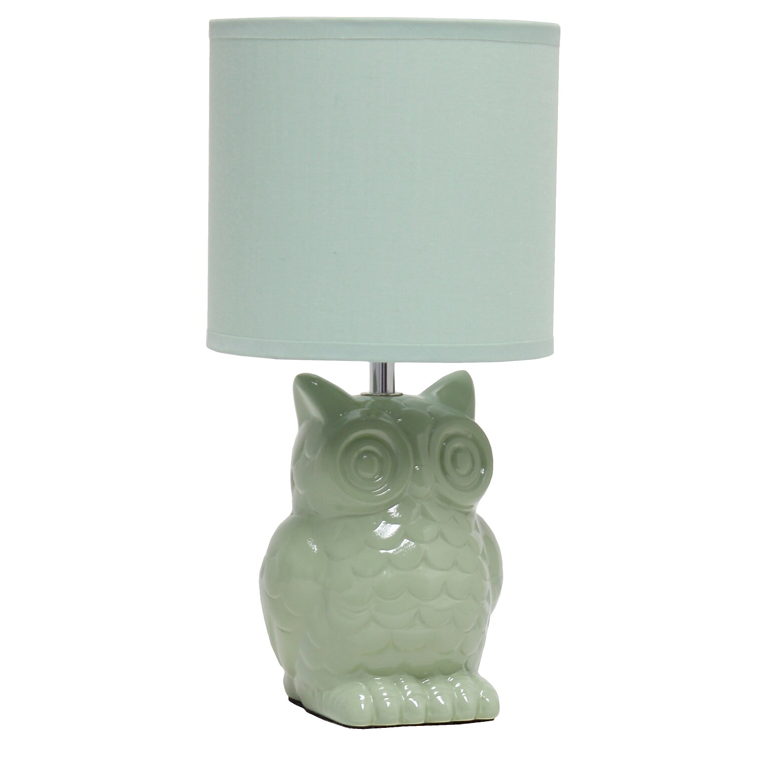 Simple Designs 12.8 Tall Contemporary Ceramic Owl Bedside Table Desk Lamp, Sage Green (LT1136-SGE)