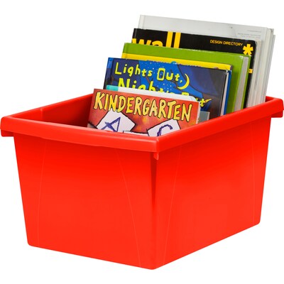 Storex Polypropylene/PP 4 Gallon Classroom Storage Bin, 7.9" x 11.3" x 13.6", Red, 3/Bundle (STX61452U06C-3)