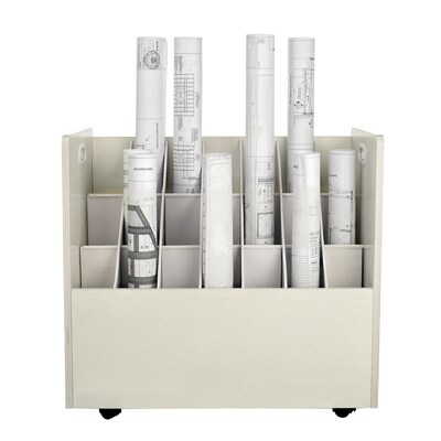 AdirOffice 21-Slot Mobile Roll File, Lockable, 28.5H x 30W x 15.75D, White (625-WHI-KIT1)