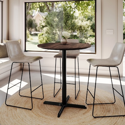 Flash Furniture Acadia 36" Round Wooden Dining Table with X-Base, Dark Brown/Black Base (STRD36WBRT3030B)