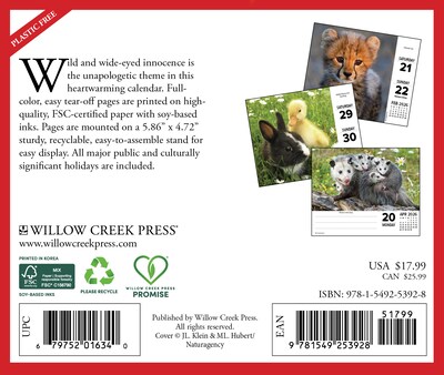 2026 Willow Creek Baby Animals 6.2 x 5.4 Day-to-Day Calendar (53928)