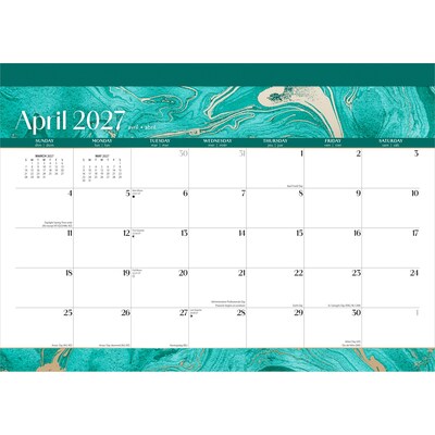 2026-2027 Plato Crackled Blush 14" x 10" Academic Monthly Desk Pad Calendar (9798330708123)