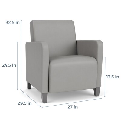 Lesro Ravenna Vinyl Guest Chair, Patriot Plus Imperial Blue/Walnut Wood (RV1101.FWL-01PPIB)