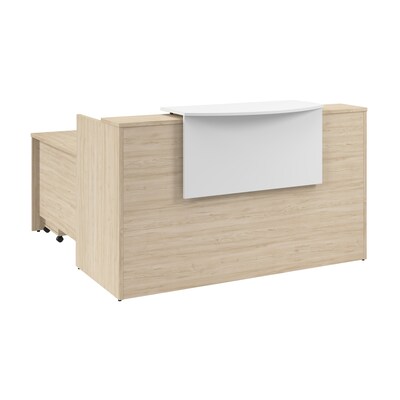 Bush Business Furniture Arrive 72W L Shaped Reception Desk with Counter and Mobile File Cabinet, Na