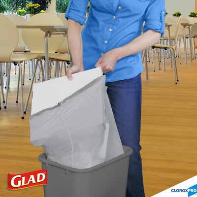 CloroxPro Glad ForceFlex 13 Gallon Tall Kitchen Trash Bag, 23.75" x 24.88", Low Density, .72 mil, Gray, 100/Box (70427)