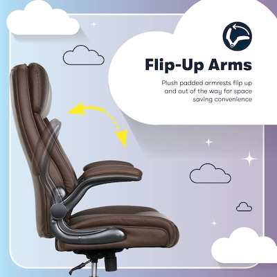 Serta Torrington Ergonomic Polyurethane Big & Tall Chair, 400 lb. Capacity, Dark Walnut Brown (52399-DBRN)