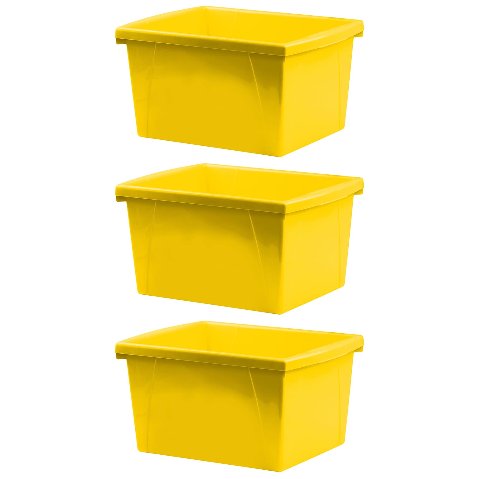 Storex Polypropylene/PP 4 Gallon Classroom Storage Bin, 7.9 x 11.3 x 13.6, Yellow, 3/Bundle (STX61453U06C-3)